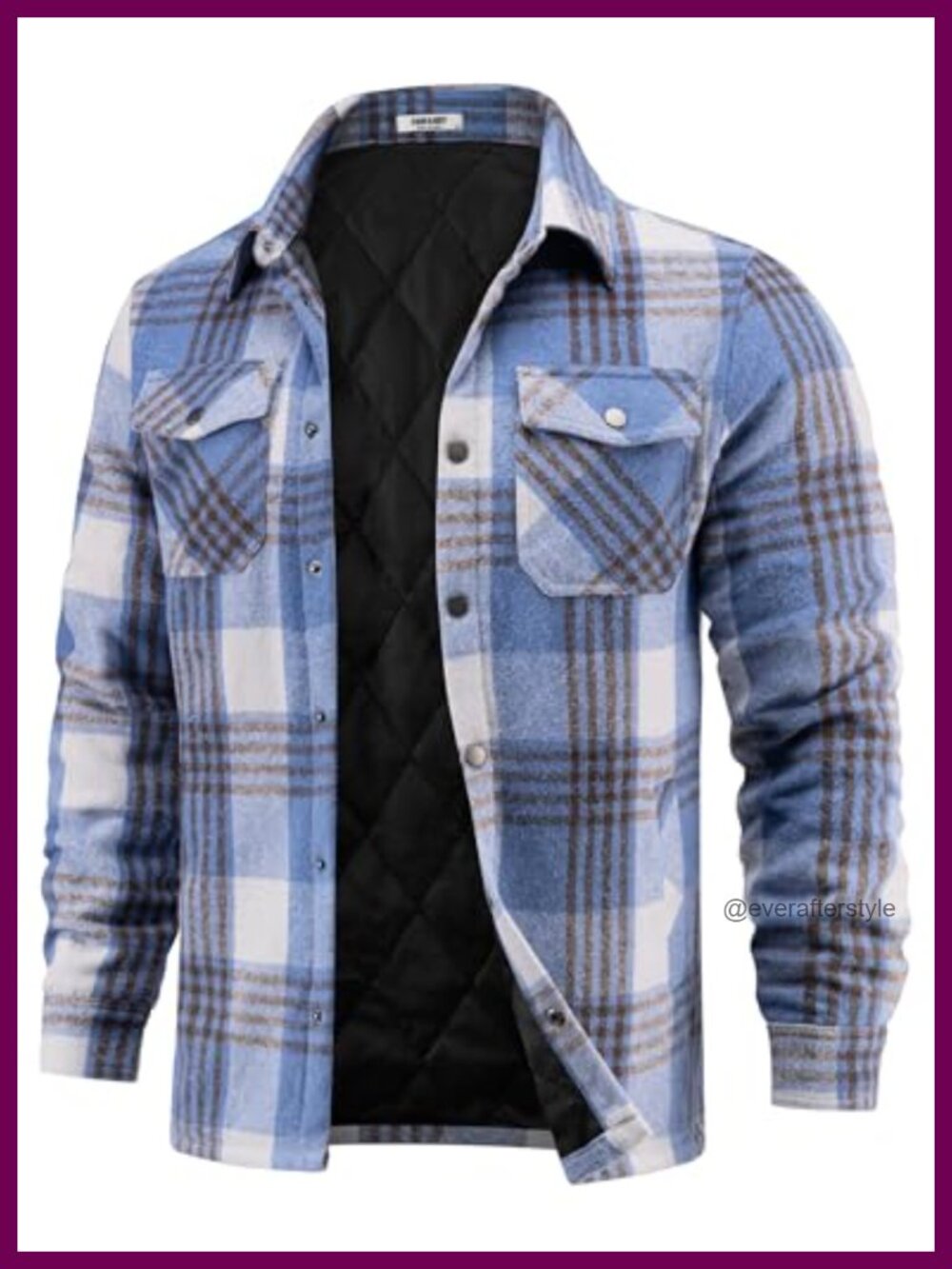 Mens Flannel Shirt Jacket Quilted Lined Plaid Shacket Warm Overshirt
